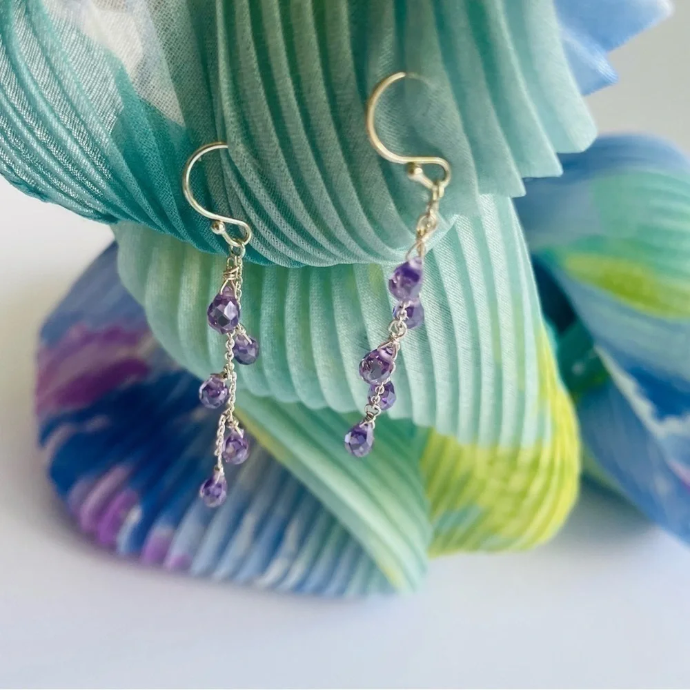 Purple and Gold Drop Vintage Earrings Style Victorian